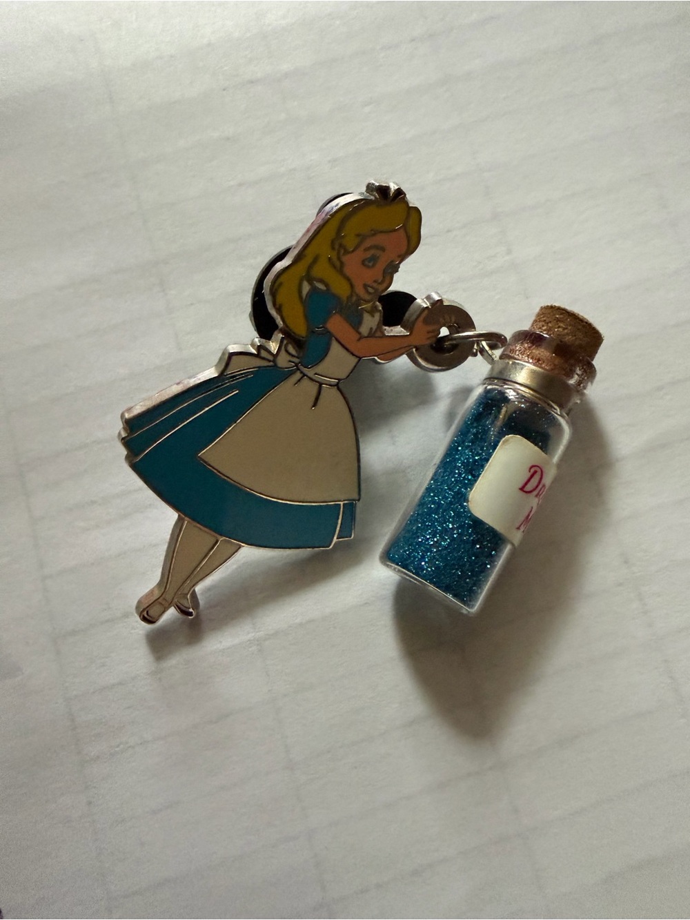 Alice-Inspired Blue Glitter Keychain Charm